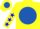 Silk - Yellow, royal blue ball, yellow unicorn, blue stars on sleeves