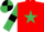 Silk - Red, emerald green star, emerald green sleeves, black armlets, black and emerald green quartered cap