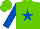 Silk - Light green, royal blue star & sleeves, light green cap