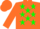 Silk - Orange, green stars, orange sleeves, orange cap