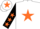 Silk - White, orange star, black sleeves, orange stars, white cap, orange star