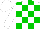 Silk - White and green check, white sleeves, white cap