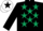 Silk - Black, dark green stars, white cap, black star