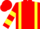 Silk - Red, yellow braces, yellow bars on sleeves, red cap