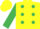 Silk - Yellow, emerald green spots and sleeves, yellow cap