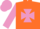 Silk - Orange, mauve maltese cross, sleeves and cap