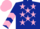 Silk - Dark blue, pink stars, chevrons on sleeves, pink cap