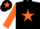 Silk - Black, orange star, sleeves and star on cap
