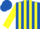 Silk - Royal blue and yellow stripes, yellow sleeves, royal blue cap