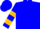 Silk - Blue, gold circled 'kr', gold bars on slvs