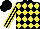 Silk - Black, yellow diamonds, yellow stripes on sleeves, black cap