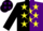 Silk - Black and purple halves, yellow stars on black slvs