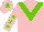 Silk - Pink, light green chevron, pink sleeves, light green stars, pink cap, light green star