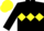 Silk - Black with yellow triple diamond, black sleeves, yellow cap