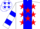 Silk - White, blue panel, red stars, blue bars on slvs