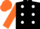 Silk - Black, white spots, dayglo orange sleeves and cap, black peak