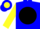 Silk - Blue, blue and yellow yin-yang on black ball, yellow sleeves