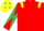 Silk - Red, yellow epaulettes, yellow sleeves, emerald green diabolo, yellow cap, emerald green diamonds