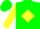 Silk - Green, yellow diamond, green bars on yellow sleeves
