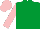 Silk - Emerald green, pink sleeves and cap