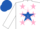 Silk - White, royal blue star, pink stars on white sleeves, royal blue cap