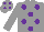 Silk - Grey, purple spots, grey sleeves, purple spots on cap