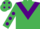 Silk - Emerald green, purple chevron, emerald green sleeves, purple spots, emerald green cap, purple spots