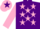 Silk - Purple, pink stars, pink sleeves, pink cap, purple star