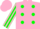 Silk - Shocking pink, green spots, striped sleeves, shocking pink cap