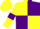 Silk - Yellow body, purple quartered, yellow arms, purple armlets, yellow cap, purple striped