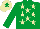 Silk - Emerald green, beige stars, beige cap, emerald green star