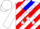 Silk - White, red diagonal stripes, white stars on blue yoke, white cap