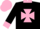 Silk - Black, pink maltese cross, collar, cuffs and cap