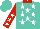 Silk - Turquoise, white stars, red collar and sleeves, white stars, turquoise cap