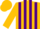Silk - Gold, purple stripes, purple band on sleeves, gold cap