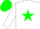 Silk - White body, green star, white arms, green cap