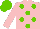 Silk - Pink, light green spots, pink sleeves, light green cap