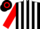 Silk - Black & white stripes, red sleeves, black & red hooped cap