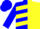 Silk - Blue and yellow halves, yellow chevrons on blue sleeves, blue cap