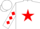 Silk - White, red star, red diamonds on sleeves, white cap