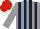 Silk - Grey and dark blue stripes, red cap