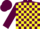 Silk - Maroon and Yellow check, Maroon sleeves and cap