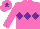 Silk - Purple, pink v, robin hood emblem, pink stripe on green sleeves