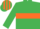 Silk - EMERALD GREEN, orange hoop & armlet, striped cap