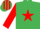 Silk - EMERALD GREEN, red star & sleeves, striped cap