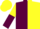 Silk - Maroon and yellow (halved), sleeves reversed, yellow cap