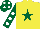 Silk - Black, yellow star, grey sleeves, yellow stars, yellow cap, black star