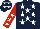 Silk - Dark blue, white stars, red sleeves, white stars, dark blue cap, white stars