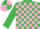 Silk - EMERALD GREEN & PINK CHECK, emerald green sleeves, quartered cap