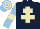 Silk - Dark blue, beige cross of lorraine, light blue sleeves, beige armlets, light blue and beige hooped cap